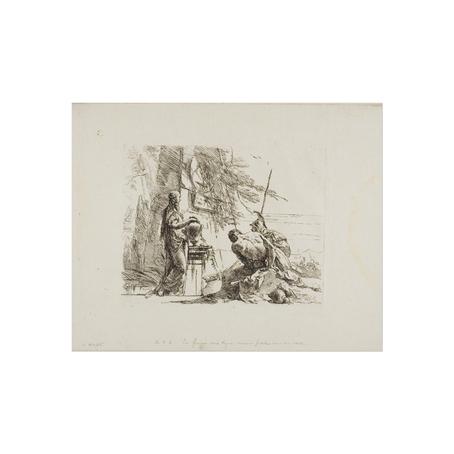 Giovanni Battista Tiepolo - A Woman with her Hands on a Vase, Soldier, and Slave, from Capricci | Fine Art Poster