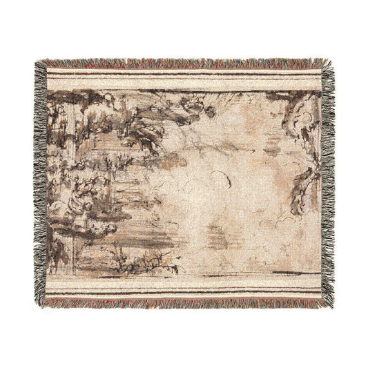 Sacrificial Offering in a Temple Woven Throw Blanket