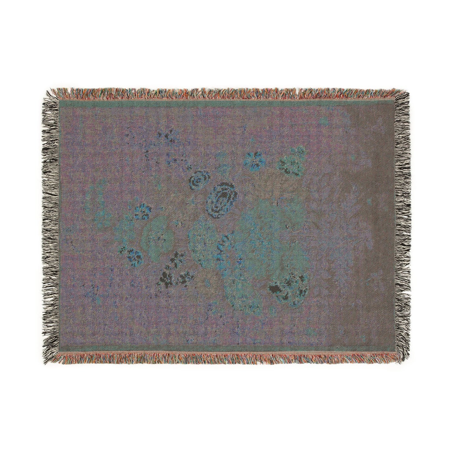 Still Life: Bouquet of Flowers Emerging from the Grass Woven Throw Blanket