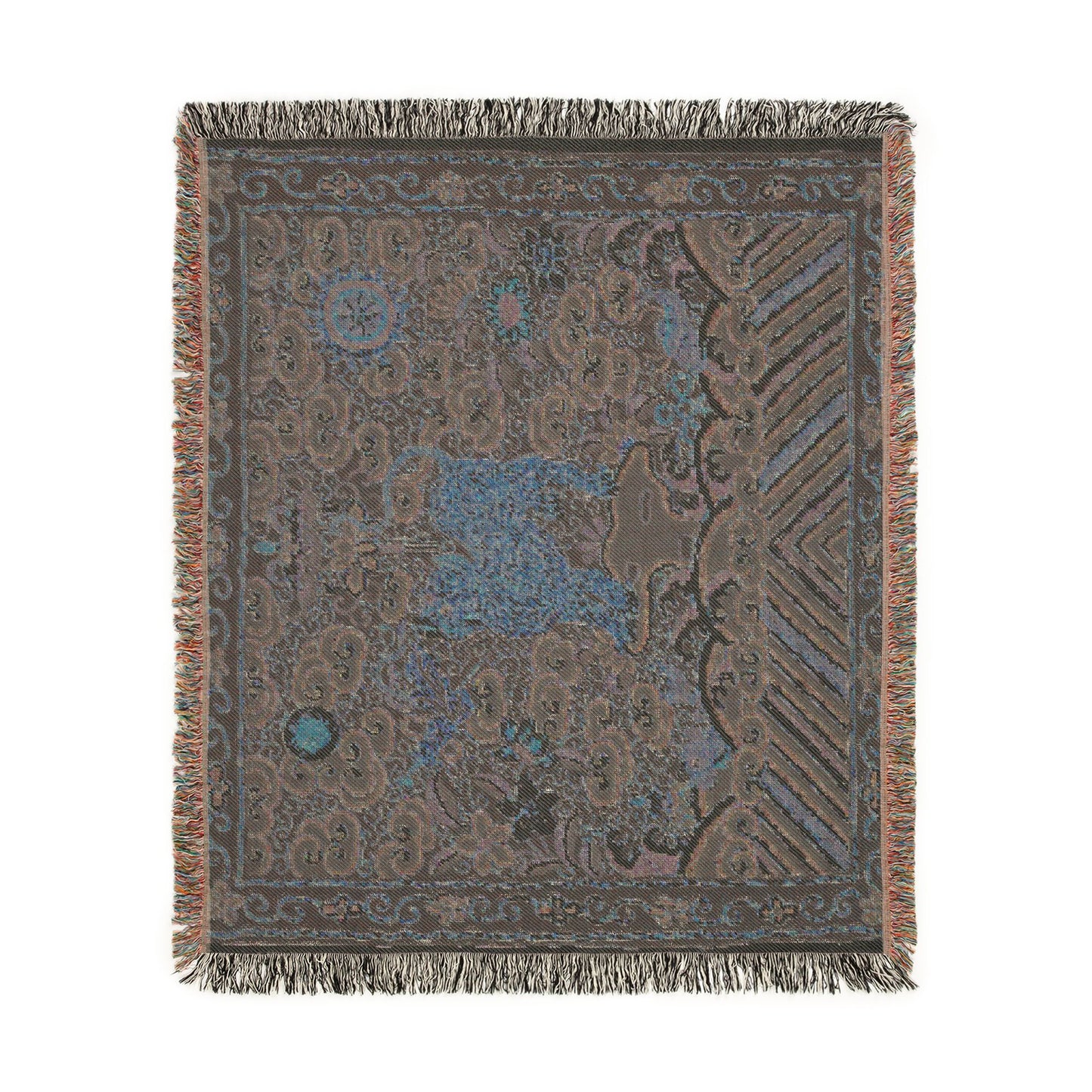 143_rank-badge-with-tiger | Woven Tapestry Blanket