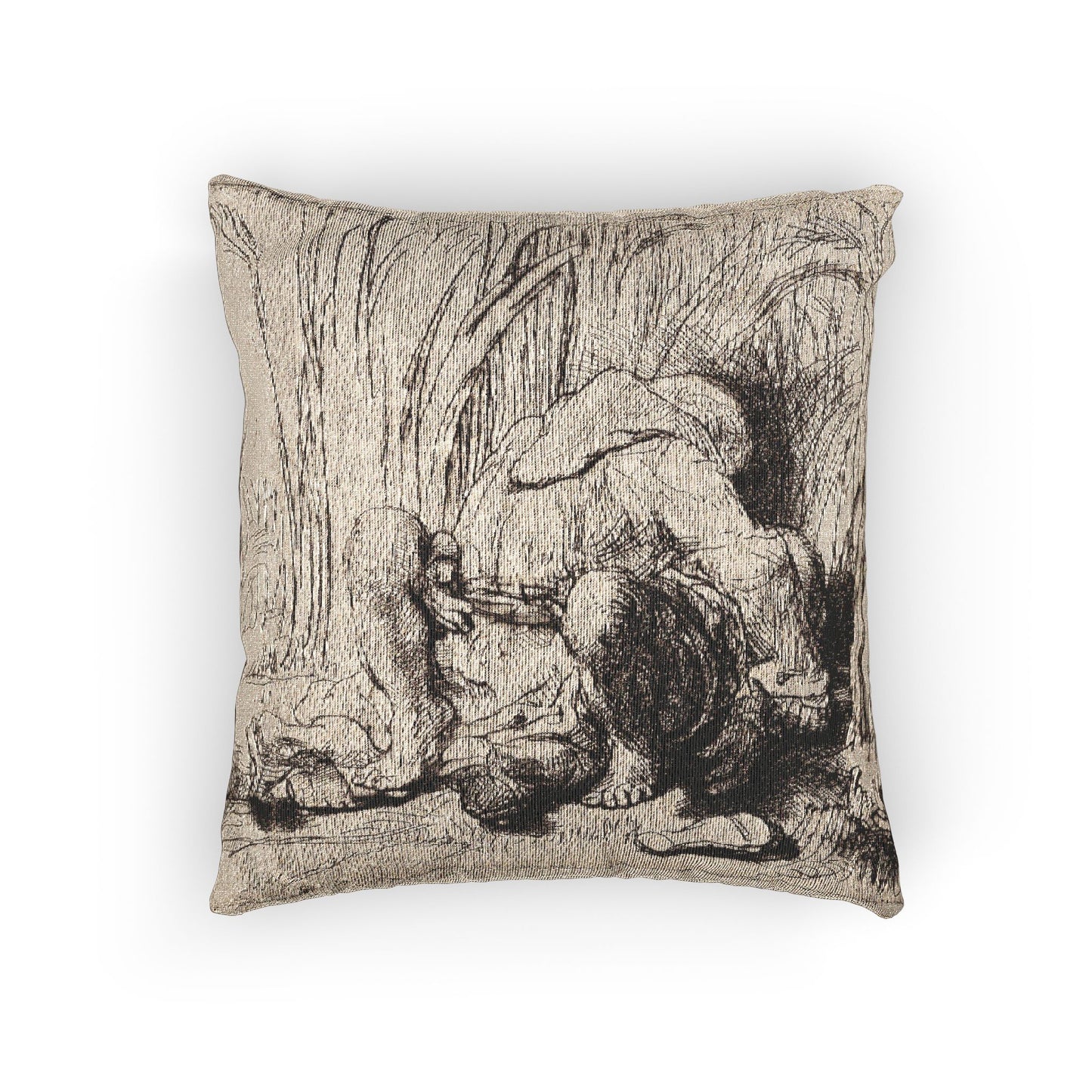 Rembrandt van Rijn - The Monk in the Cornfield | Woven Pillow