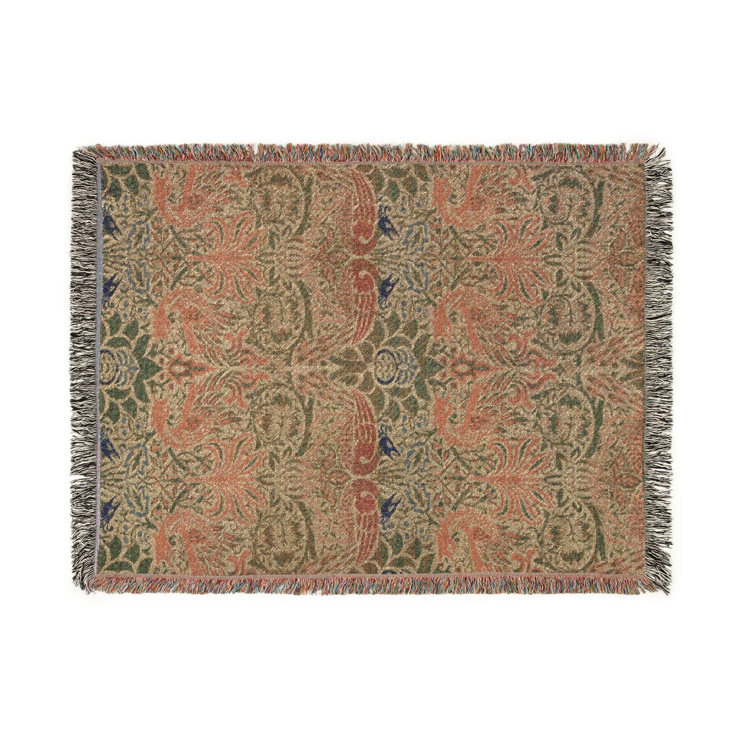 Peacock and Dragon Woven Throw Blanket