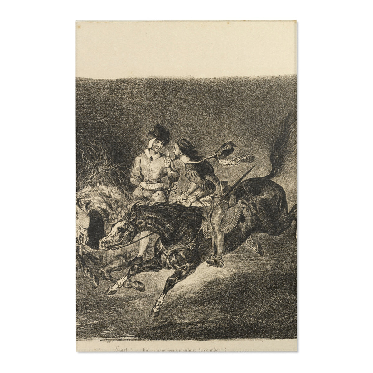 Faust and Mephistopheles Galloping Through — Delacroix Area Rug