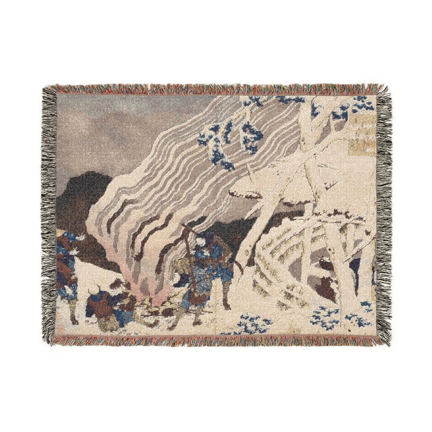 Poem by Minamoto no Muneyuki from the series One Hundred Poems by One Hundred Poets Explained by the Nurse Woven Throw Blanket