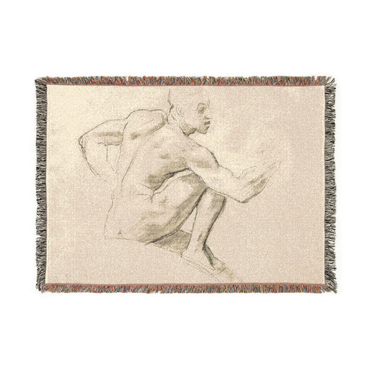 Seated Male Nude — Sargent Tapestry Blanket