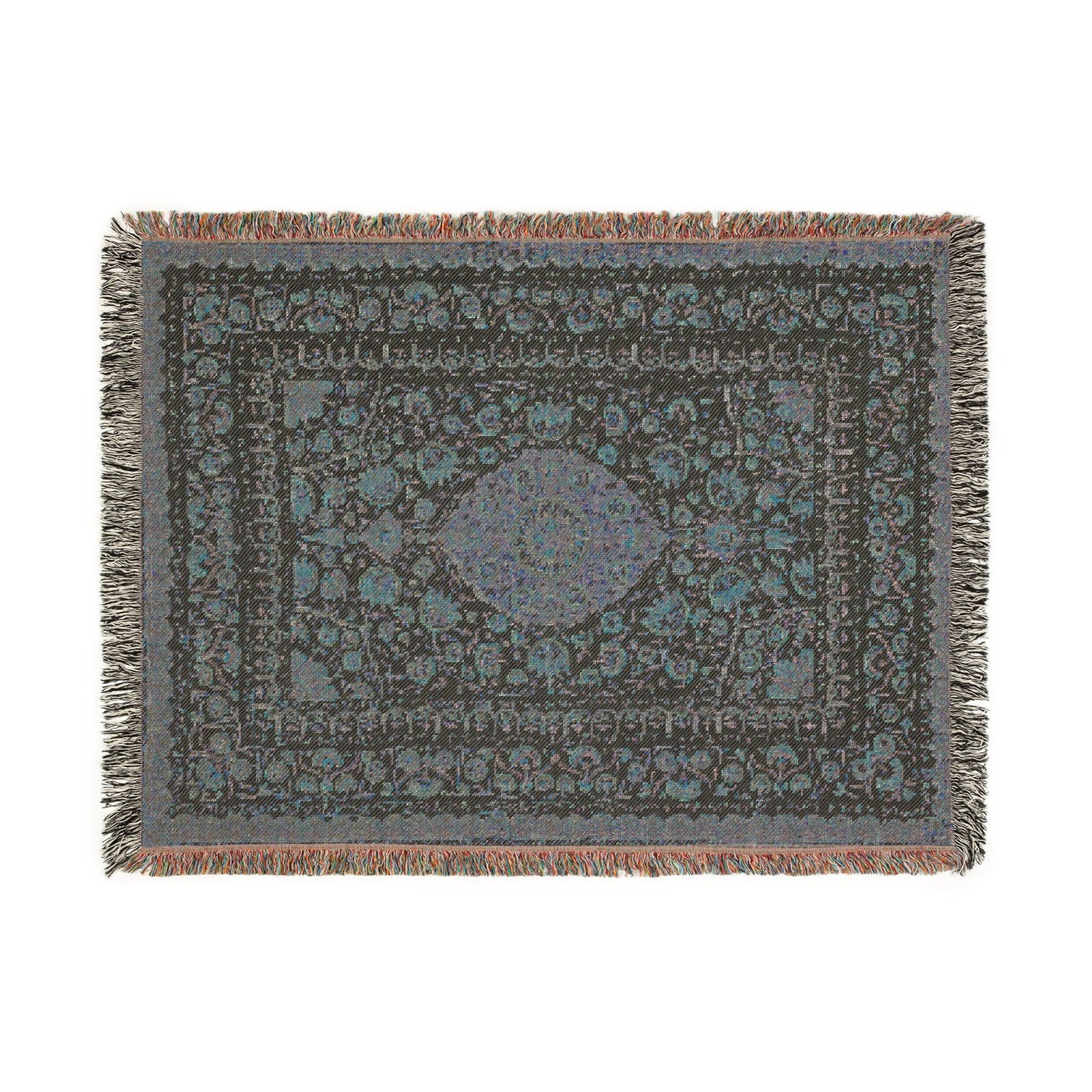 Spread with floral medallion pattern Woven Throw Blanket