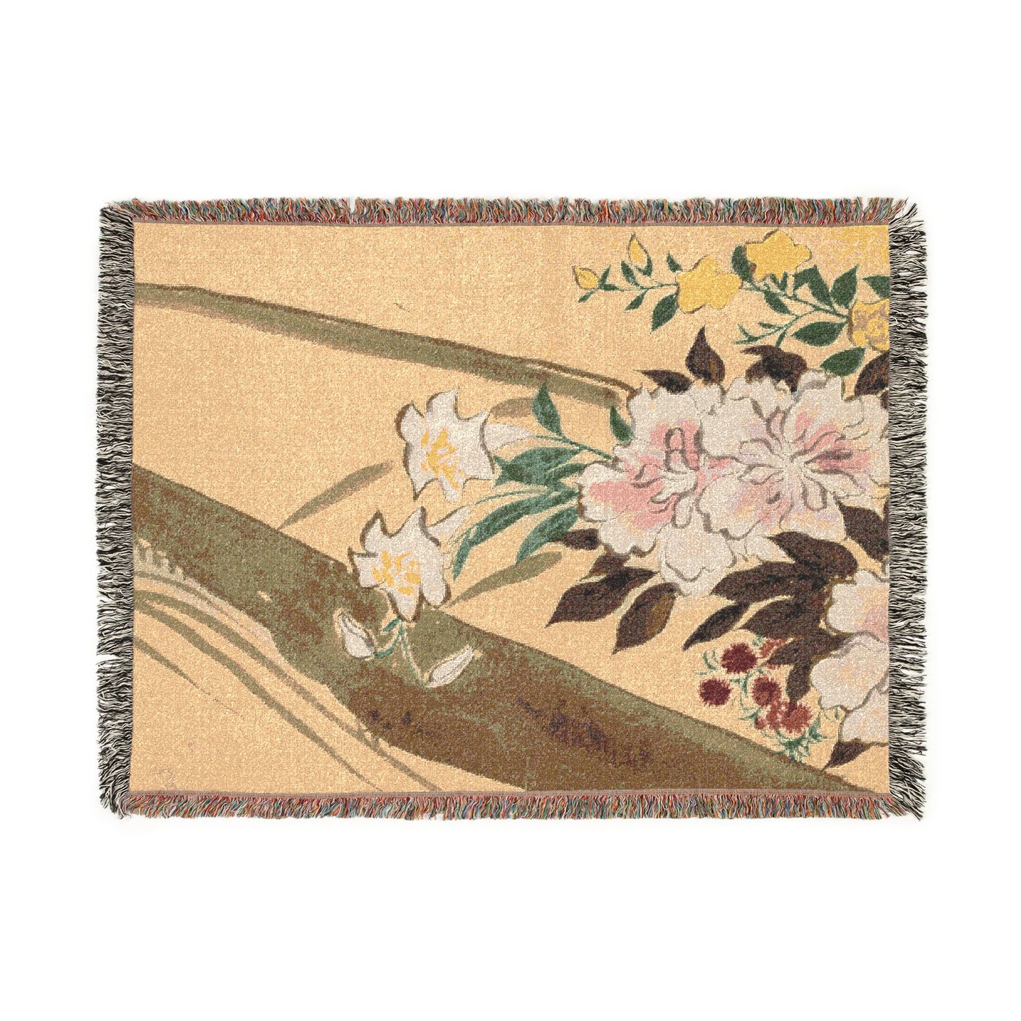 Flowers of a Hundred Worlds (Momoyogusa): Flower boat (Hanabune) Woven Throw Blanket