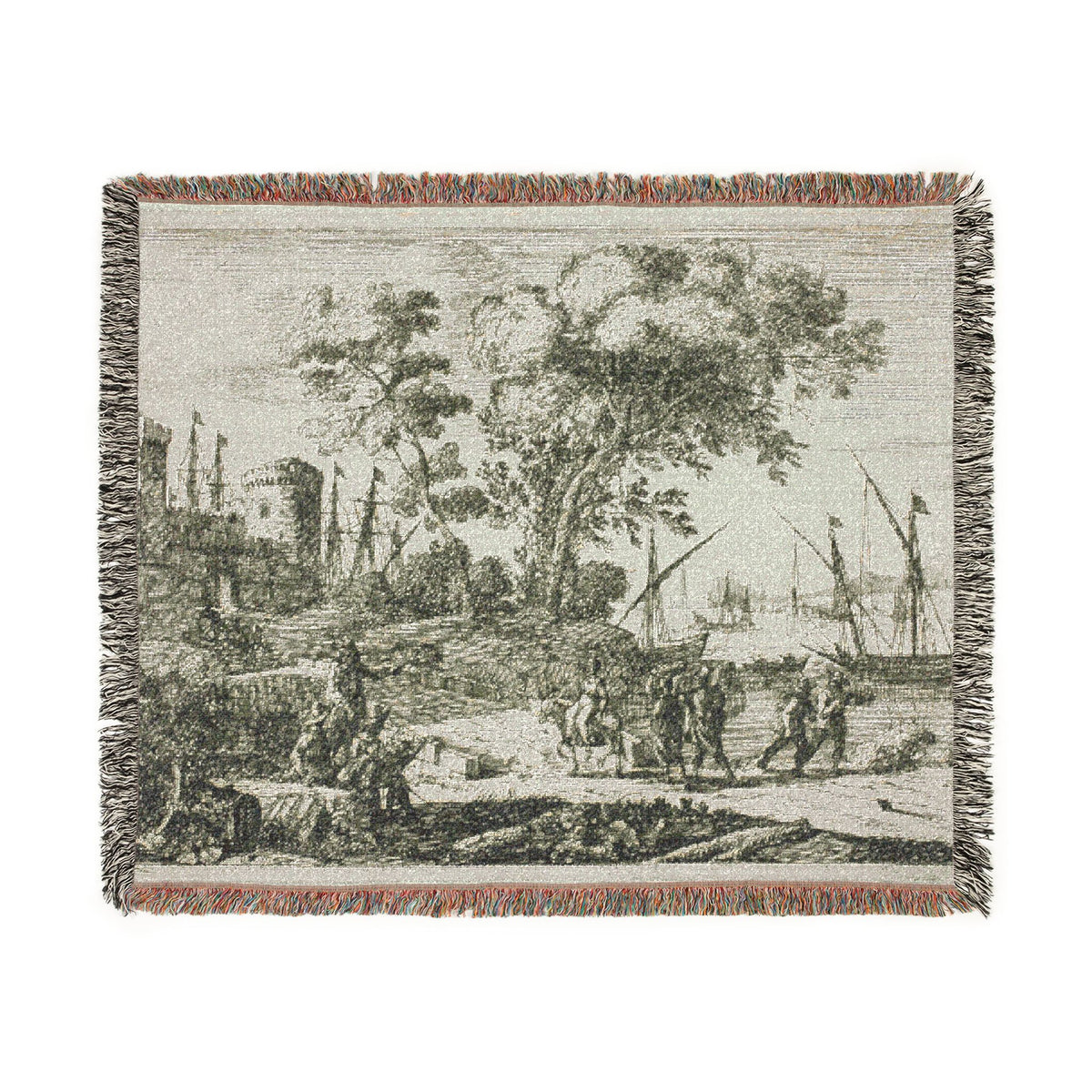 Coast Scene with an Artist Drawing — Lorrain Tapestry Blanket