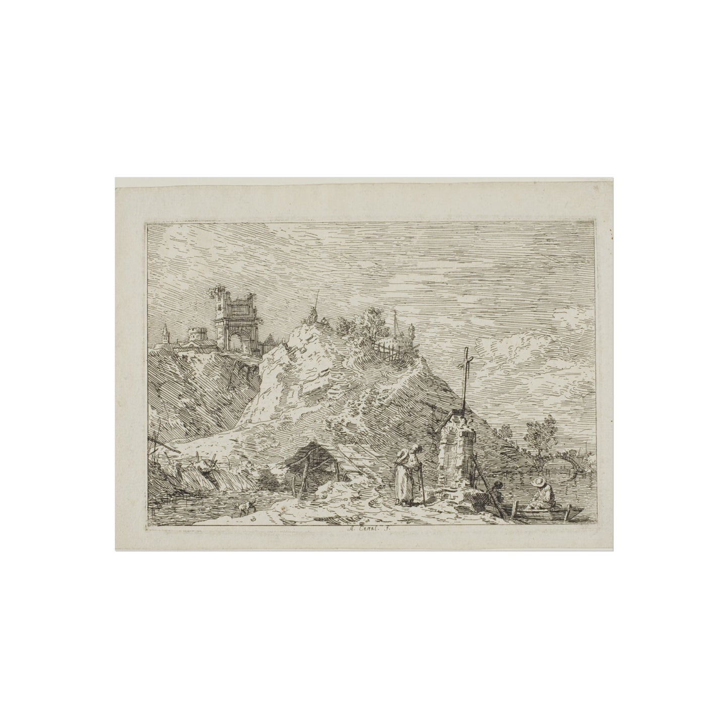 Canaletto - Landscape with the Pilgrim at Prayer, from Vedute | Fine Art Poster