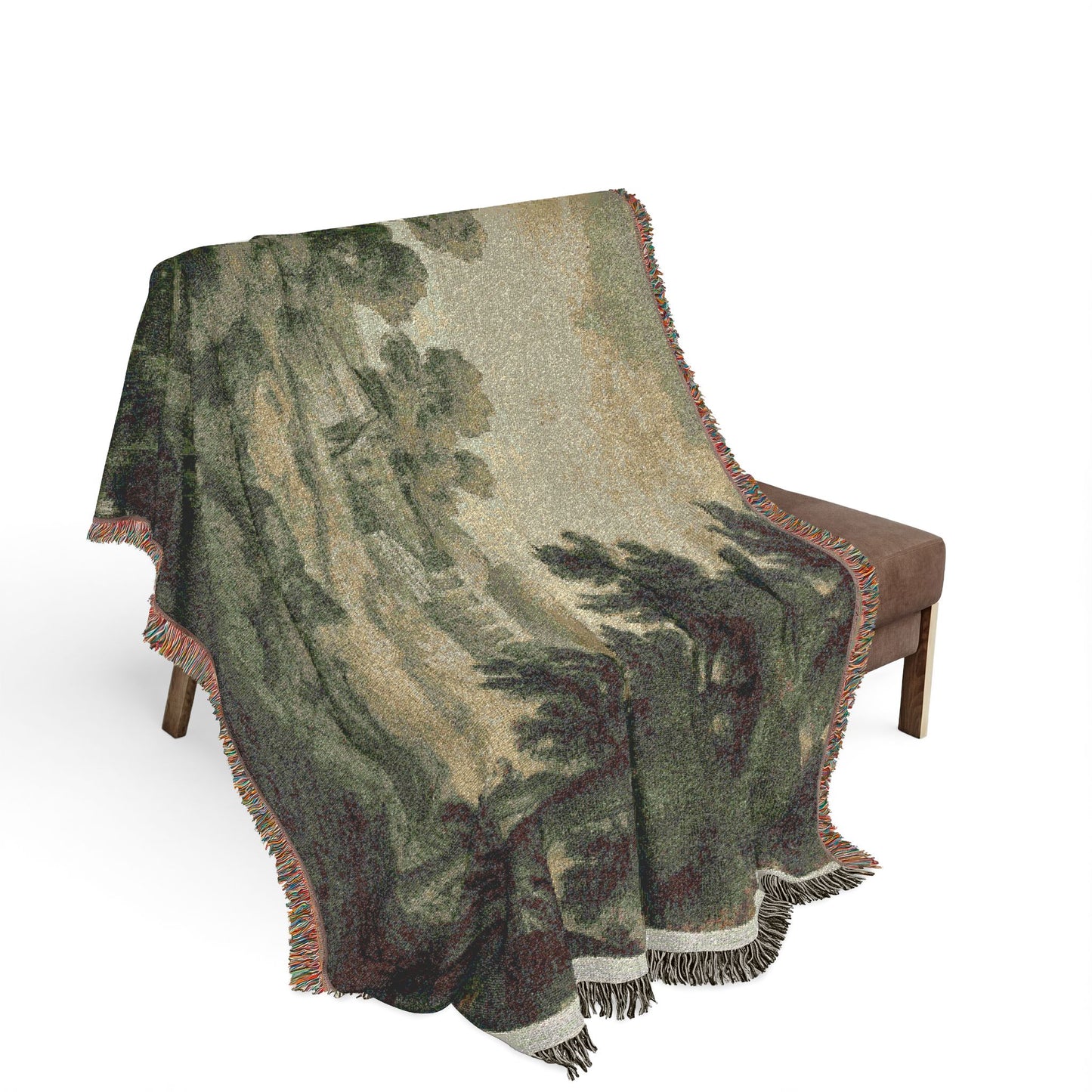 School of Nicolas Poussin - Italianate Landscape with Castle, Trees and Water in Foreground | Woven Tapestry Blanket