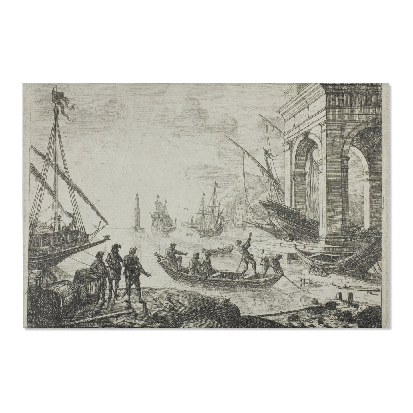 Claude Lorrain - Harbor Scene with a Lighthouse | Area Rug