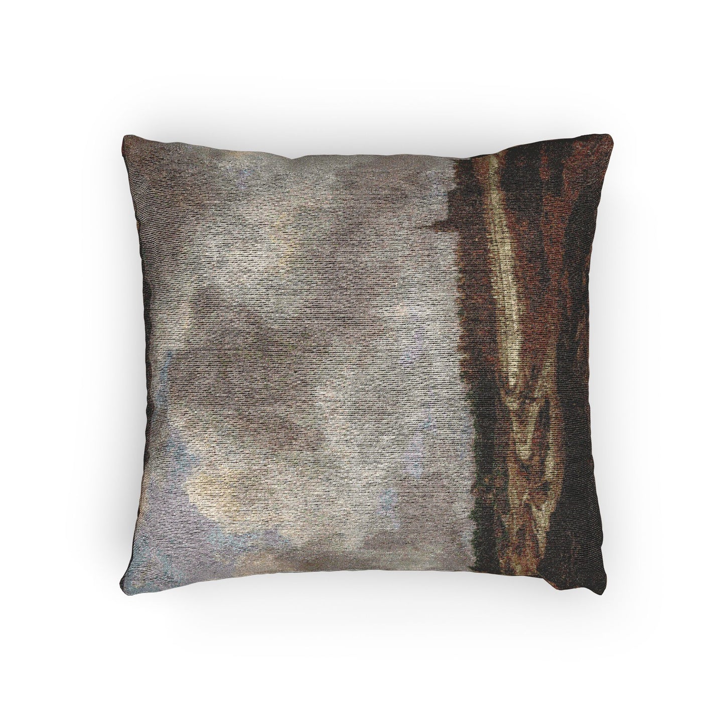Dresden, Gemäldegalerie Alte Meister, Jacob van Ruisdael, ein Walddorf hinter Dünen | Woven Pillow