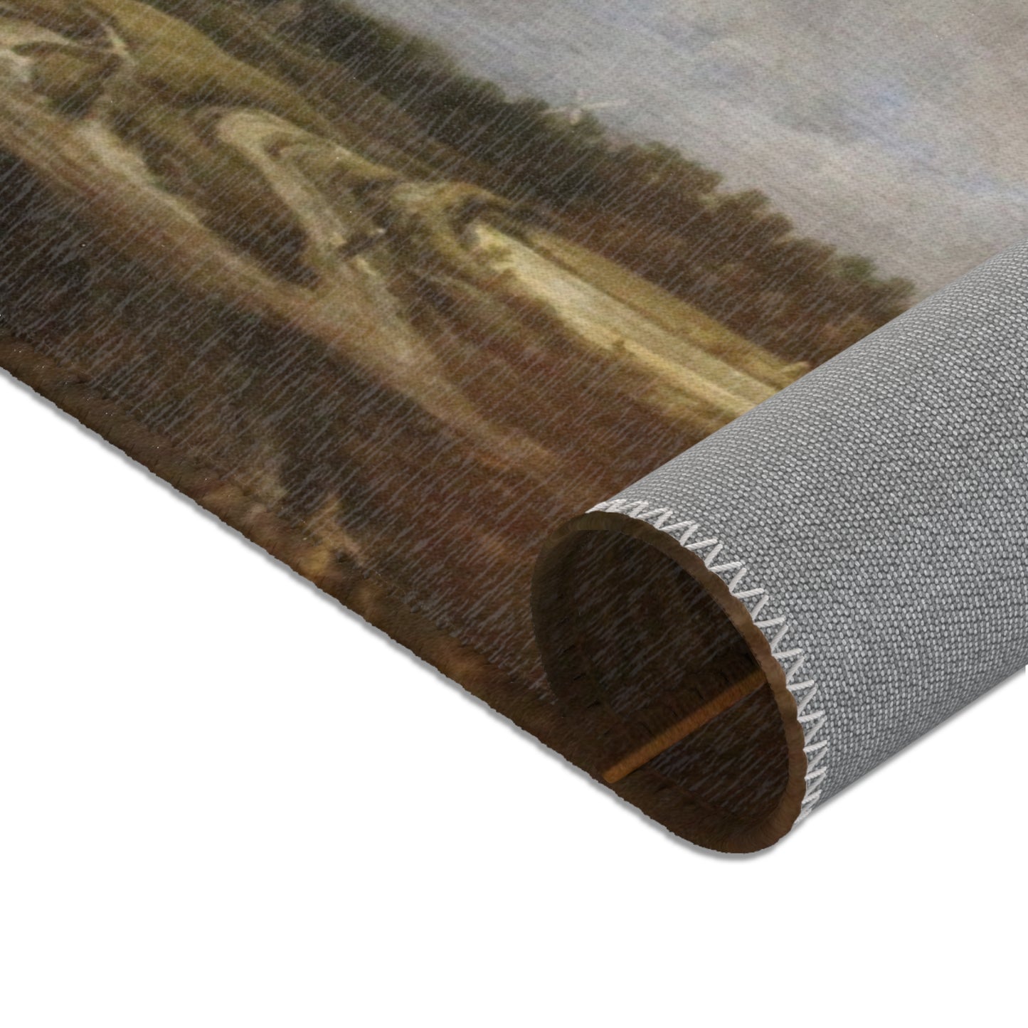 Dresden, Gemäldegalerie Alte Meister, Jacob van Ruisdael, ein Walddorf hinter Dünen | Area Rug