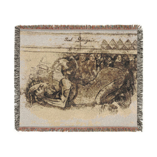 Woman with a Cat — Gauguin Tapestry Blanket