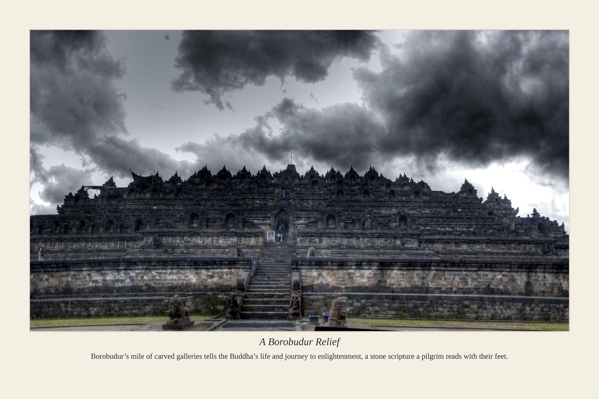A Borobudur Relief — antique art print