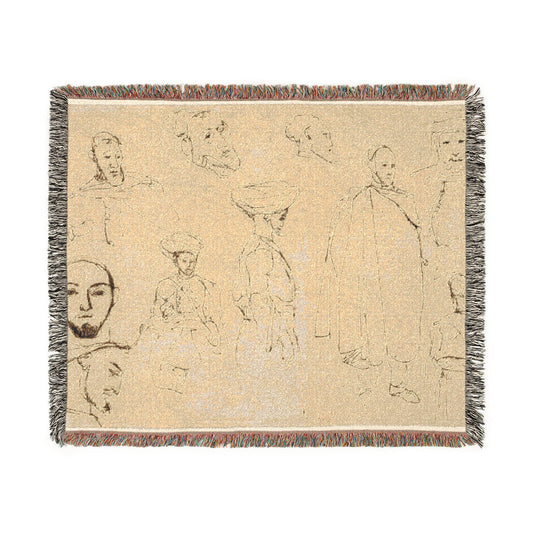 Sketches of Algerian Men — Delacroix Tapestry Blanket