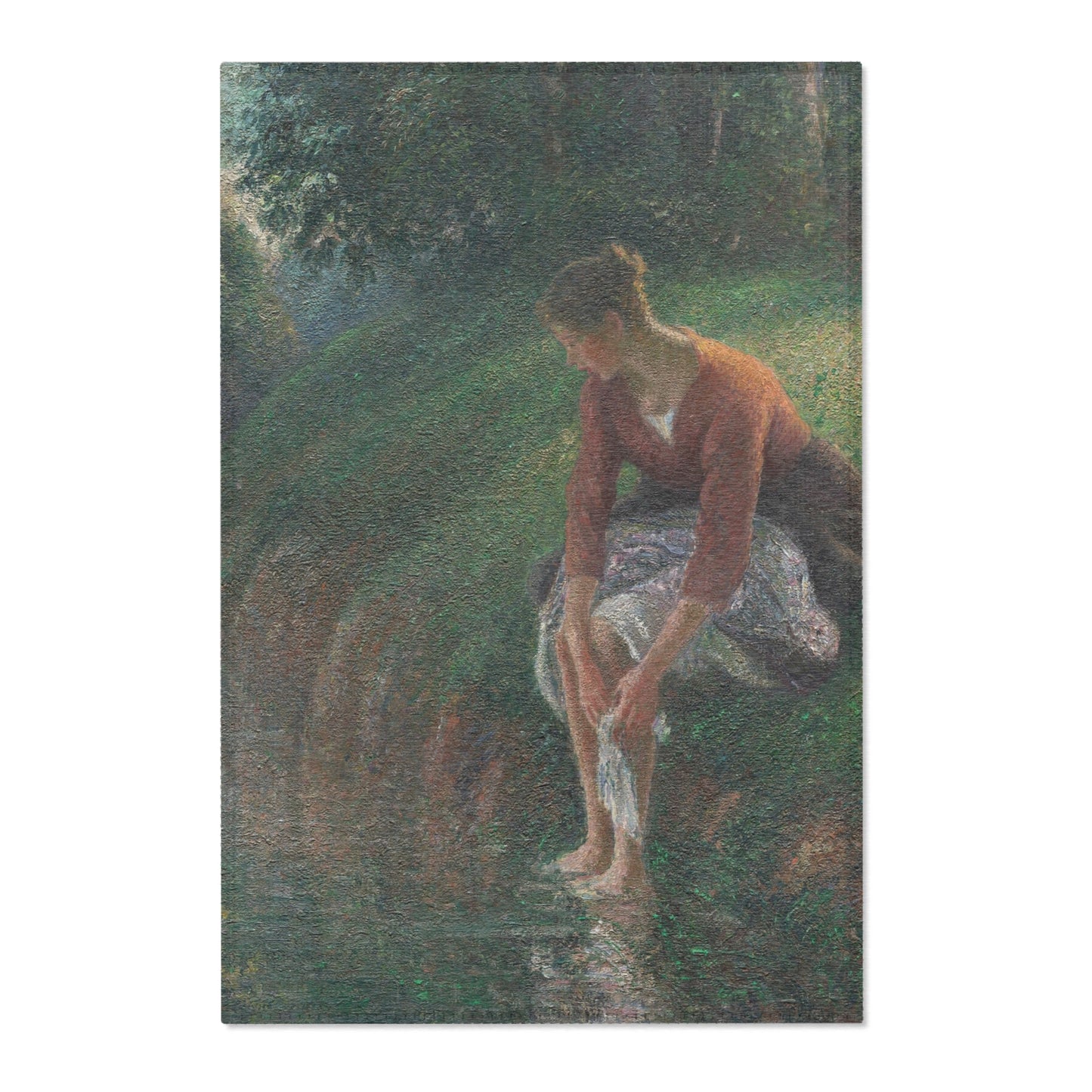 Camille Pissarro - Woman Bathing Her Feet in a Brook | Area Rug