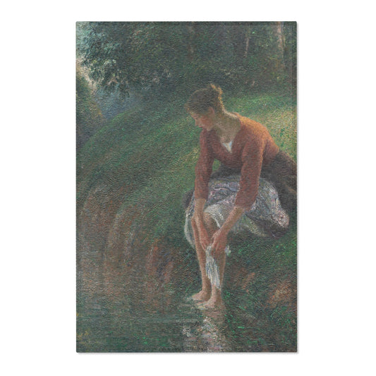 Woman Bathing Her Feet in a Brook — Pissarro Area Rug