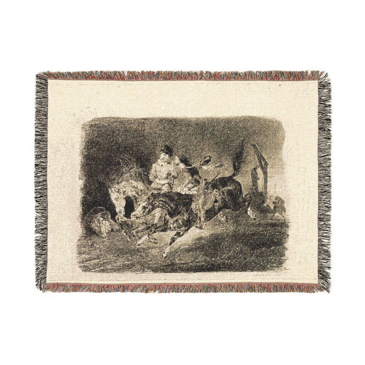 Eugène Delacroix - Faust and Mephistopheles Galloping Through the Night of the Witches' Sabbath | Tapestry Blanket