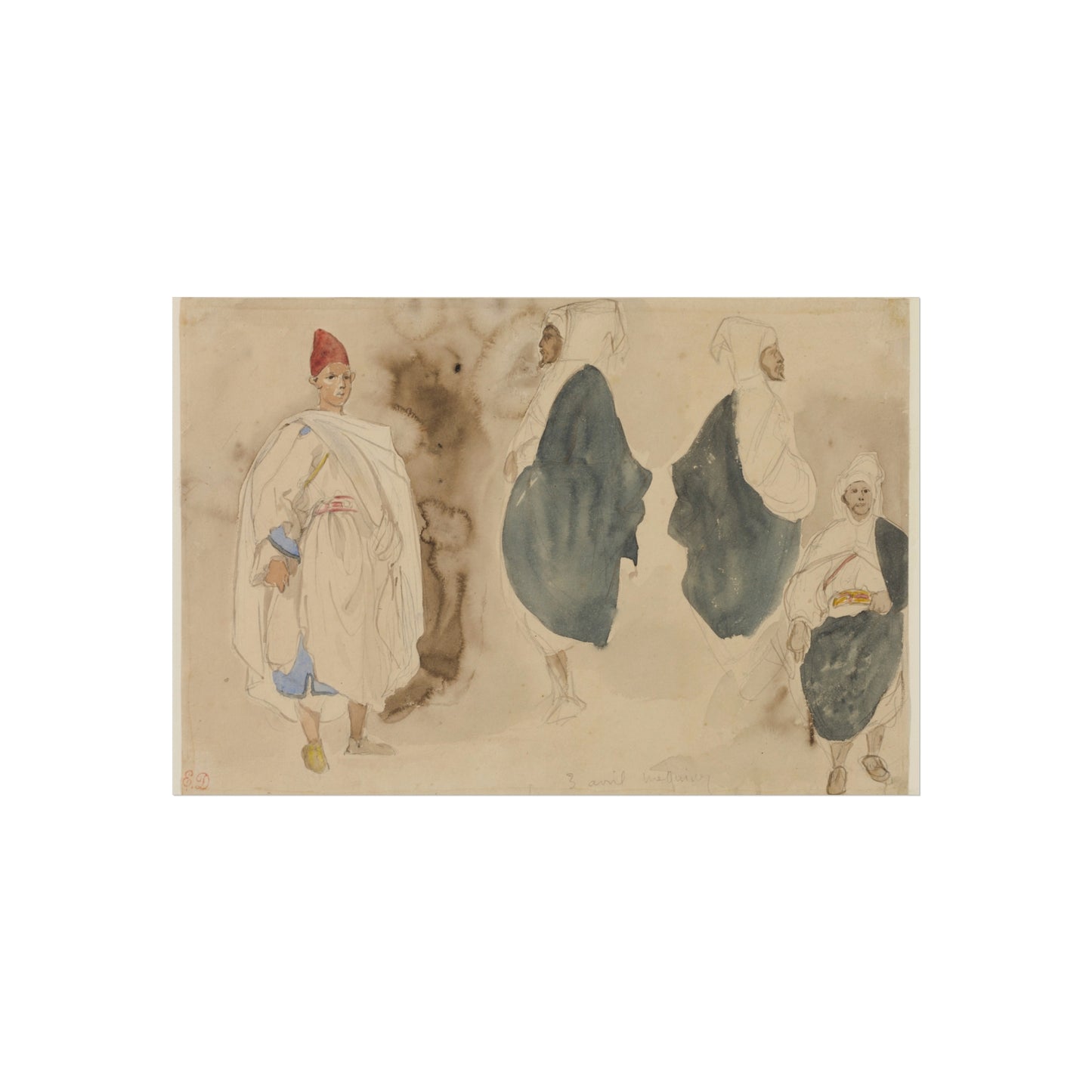 Eugène Delacroix - Four Sketches of Arab Men | Fine Art Poster