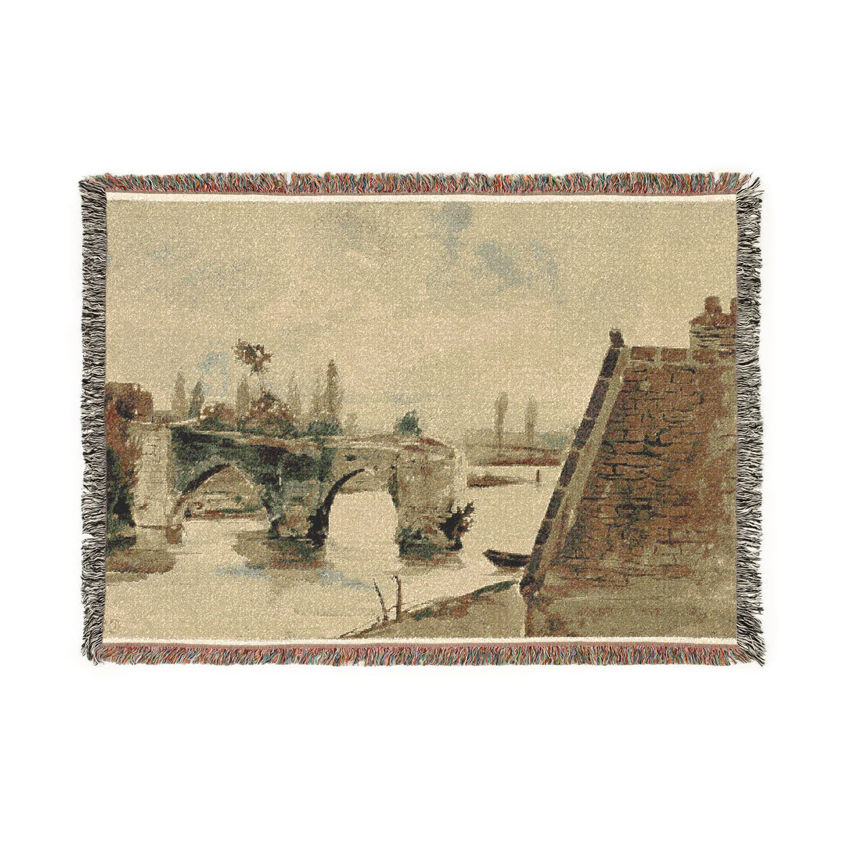 The Old Bridge at Mantes — Delacroix Tapestry Blanket