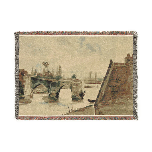 The Old Bridge at Mantes — Delacroix Tapestry Blanket