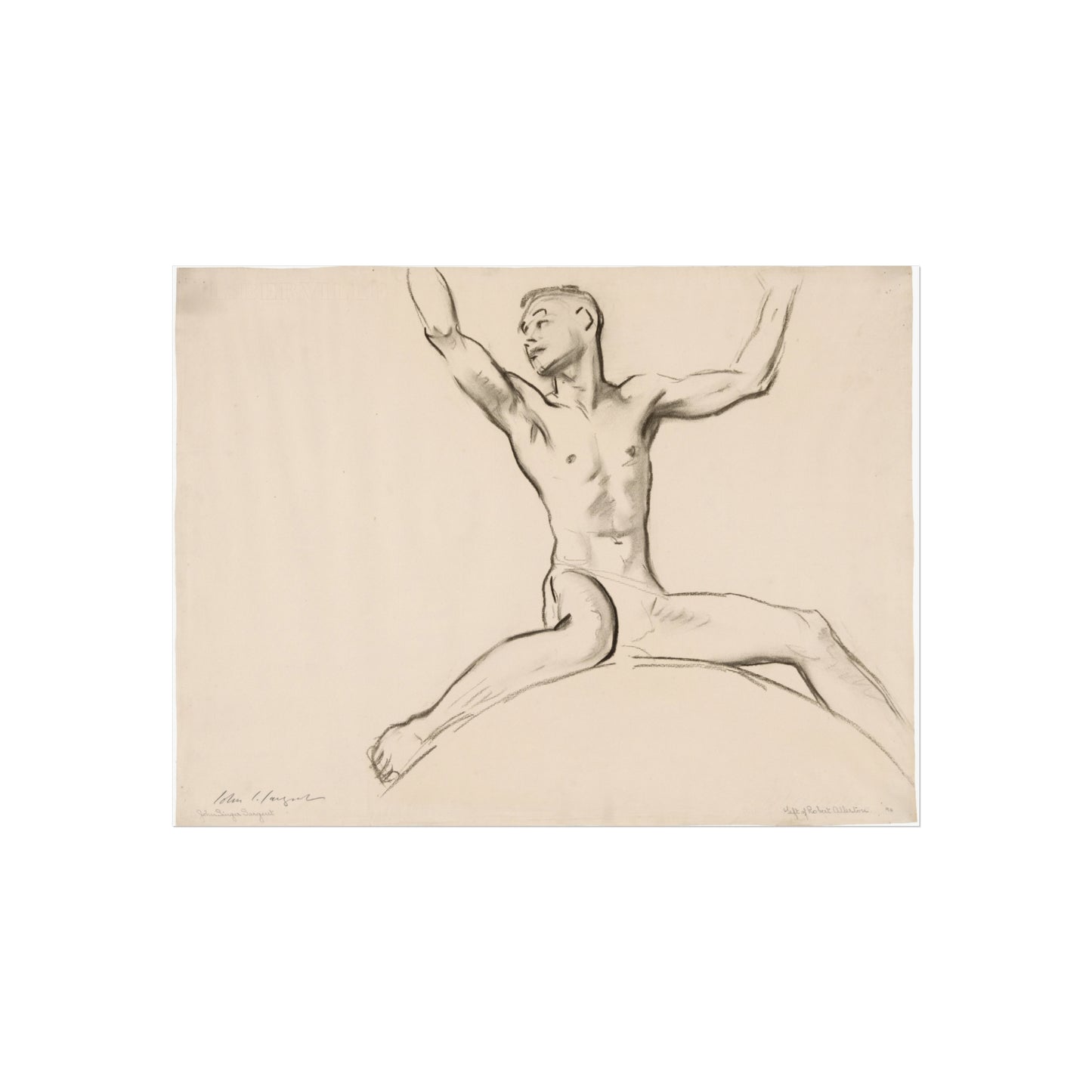 John Singer Sargent - Seated Male Nude, Arms Uplifted | Fine Art Poster