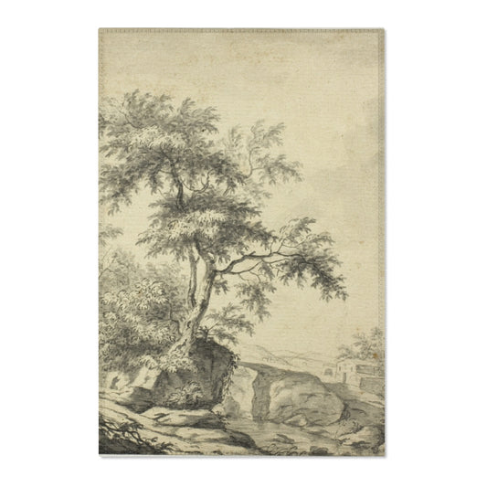 Landscape with Tree on Road to Buildings — Ruisdael Area Rug