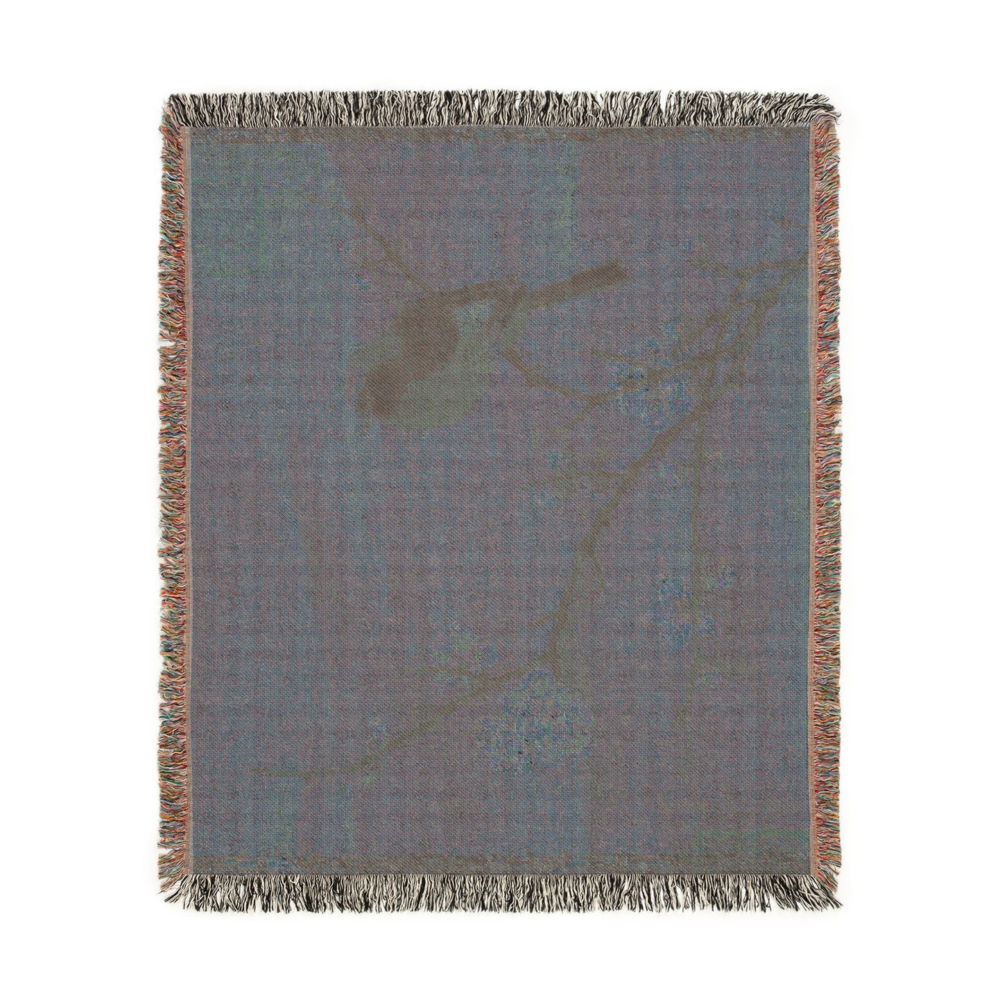 069_bird-on-a-flowering-branch | Woven Tapestry Blanket