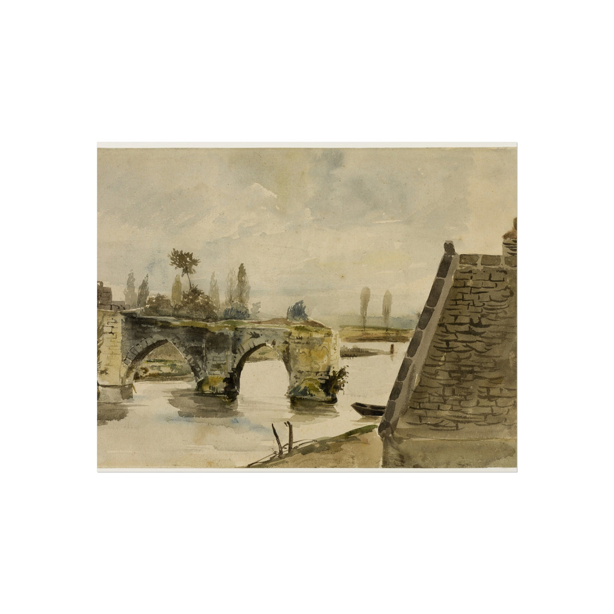 The Old Bridge at Mantes — Eugène Delacroix Fine Art Poster