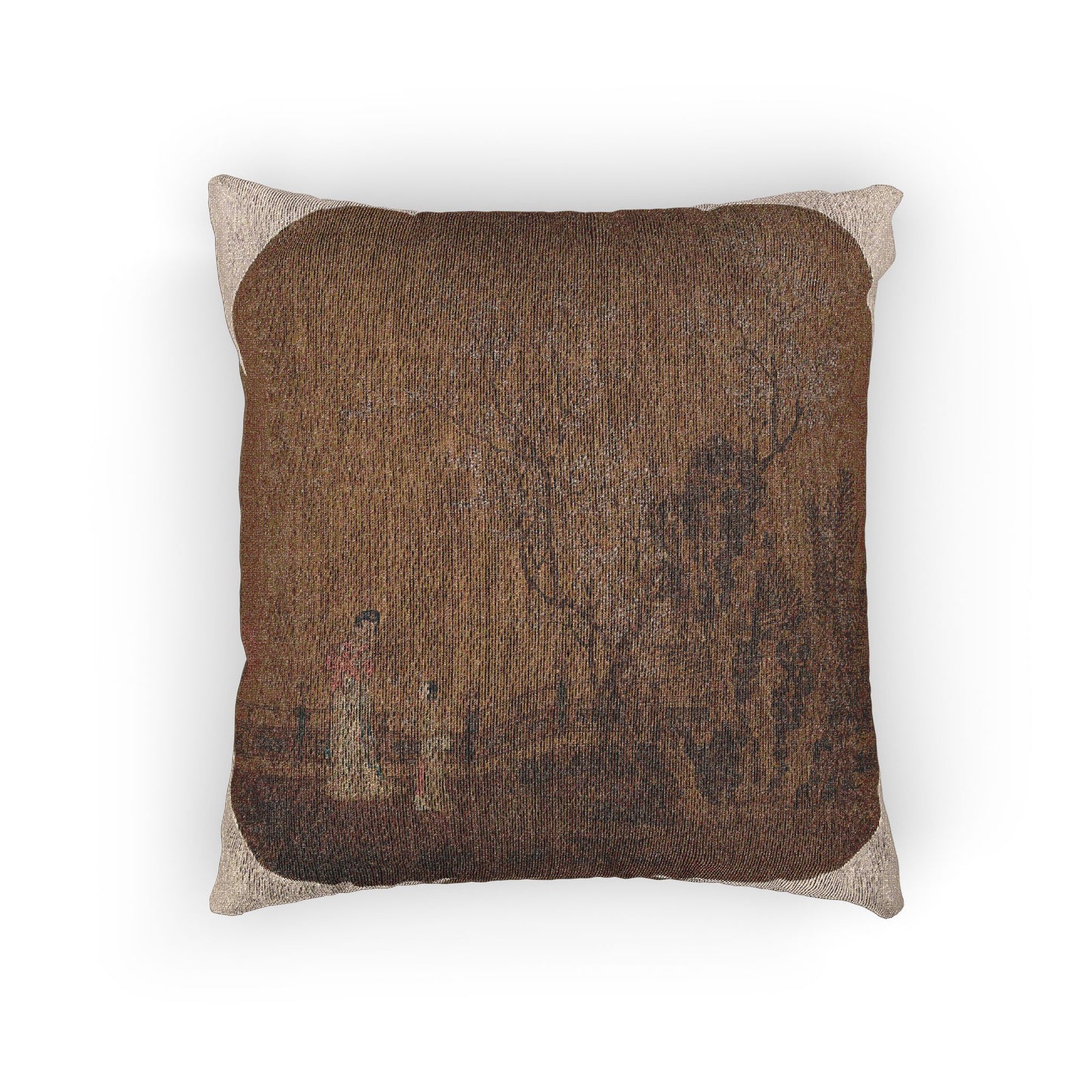 031_woman-with-female-servant-in-a-palace-garden | Woven Pillow
