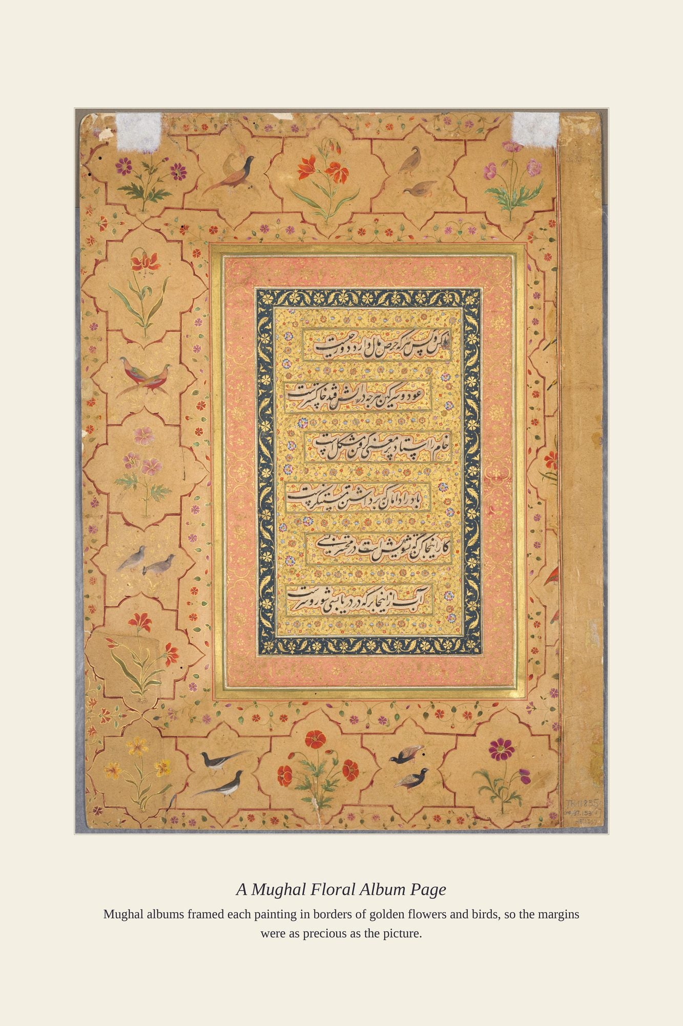 A Mughal Floral Album Page — antique art print