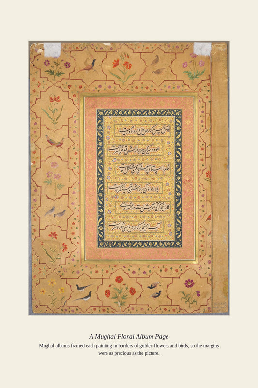 A Mughal Floral Album Page — antique art print