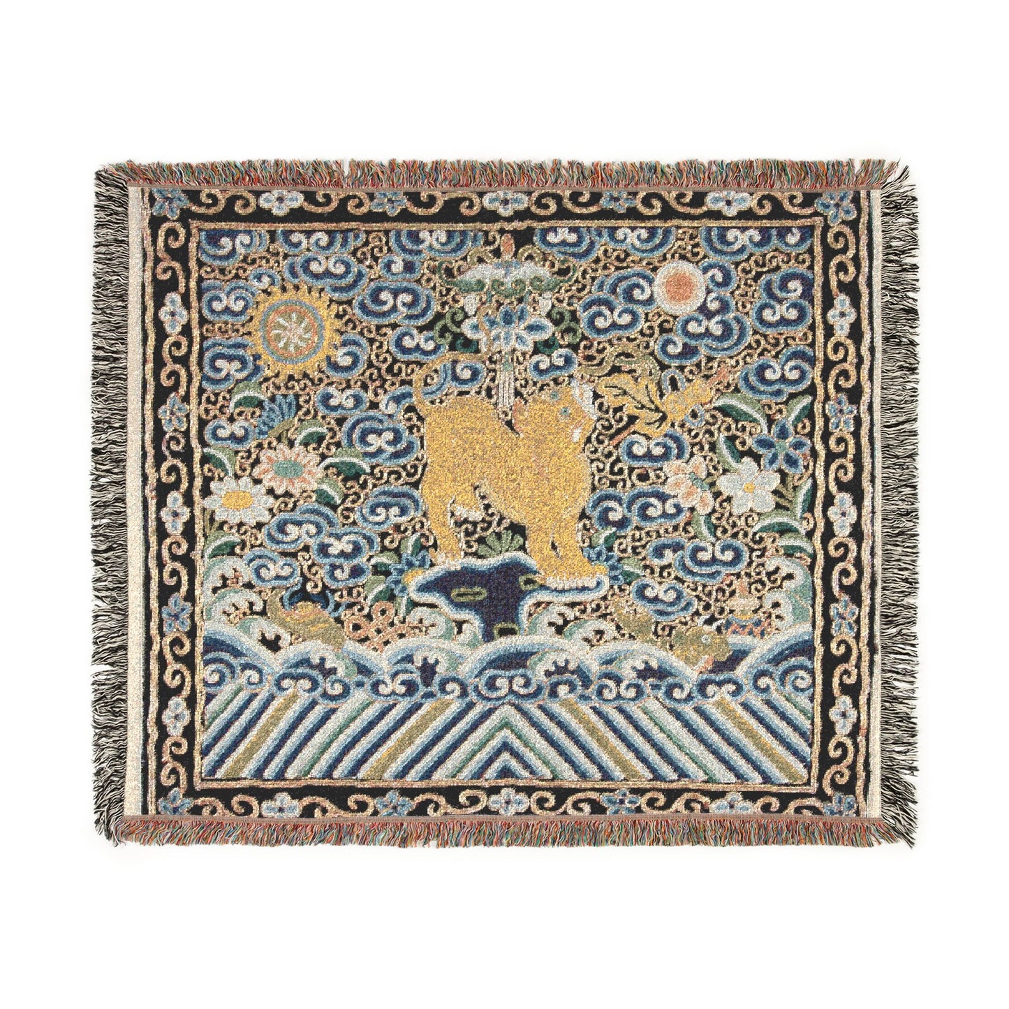 143_rank-badge-with-tiger | Woven Tapestry Blanket