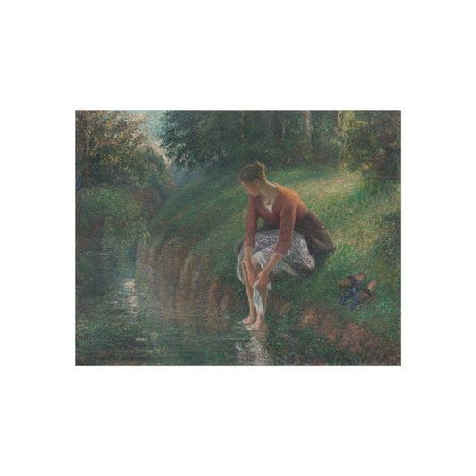 Woman Bathing Her Feet in a Brook — Camille Pissarro Fine Art Poster
