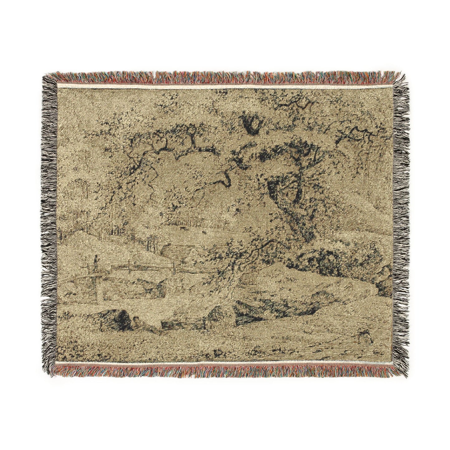 Jacob van Ruisdael - Landscape with Figure Resting Under Tree by Stream | Woven Tapestry Blanket