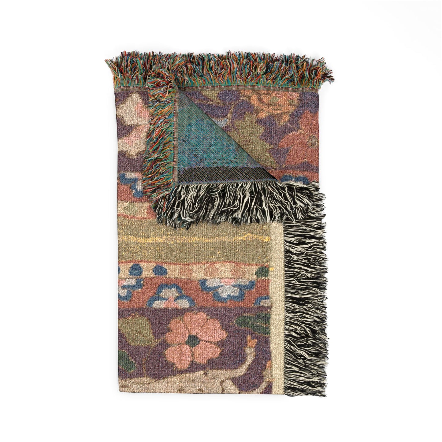 Tigers Chasing Deer, with Dragon Woven Throw Blanket