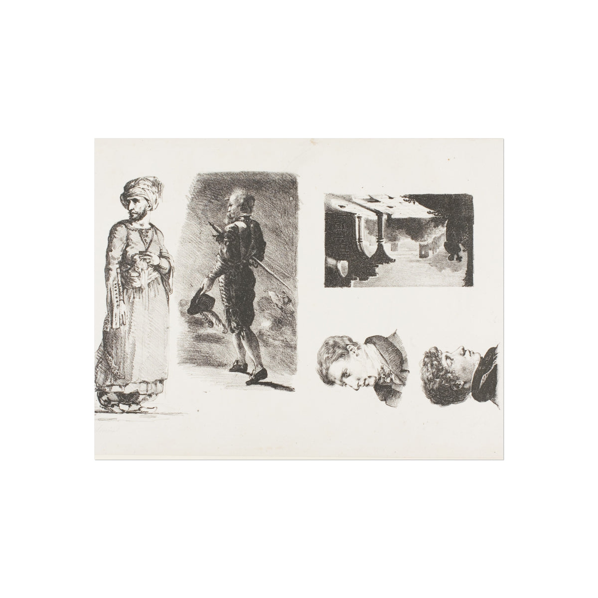 Sheet of Sketches — Eugène Delacroix Fine Art Poster
