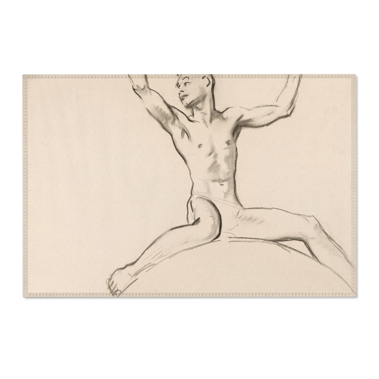 John Singer Sargent - Seated Male Nude, Arms Uplifted | Area Rug