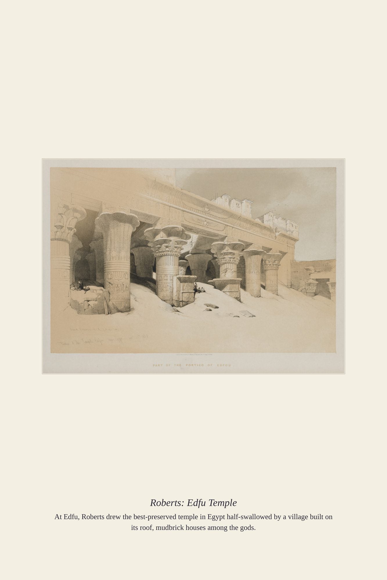 Roberts: Edfu Temple — antique art print