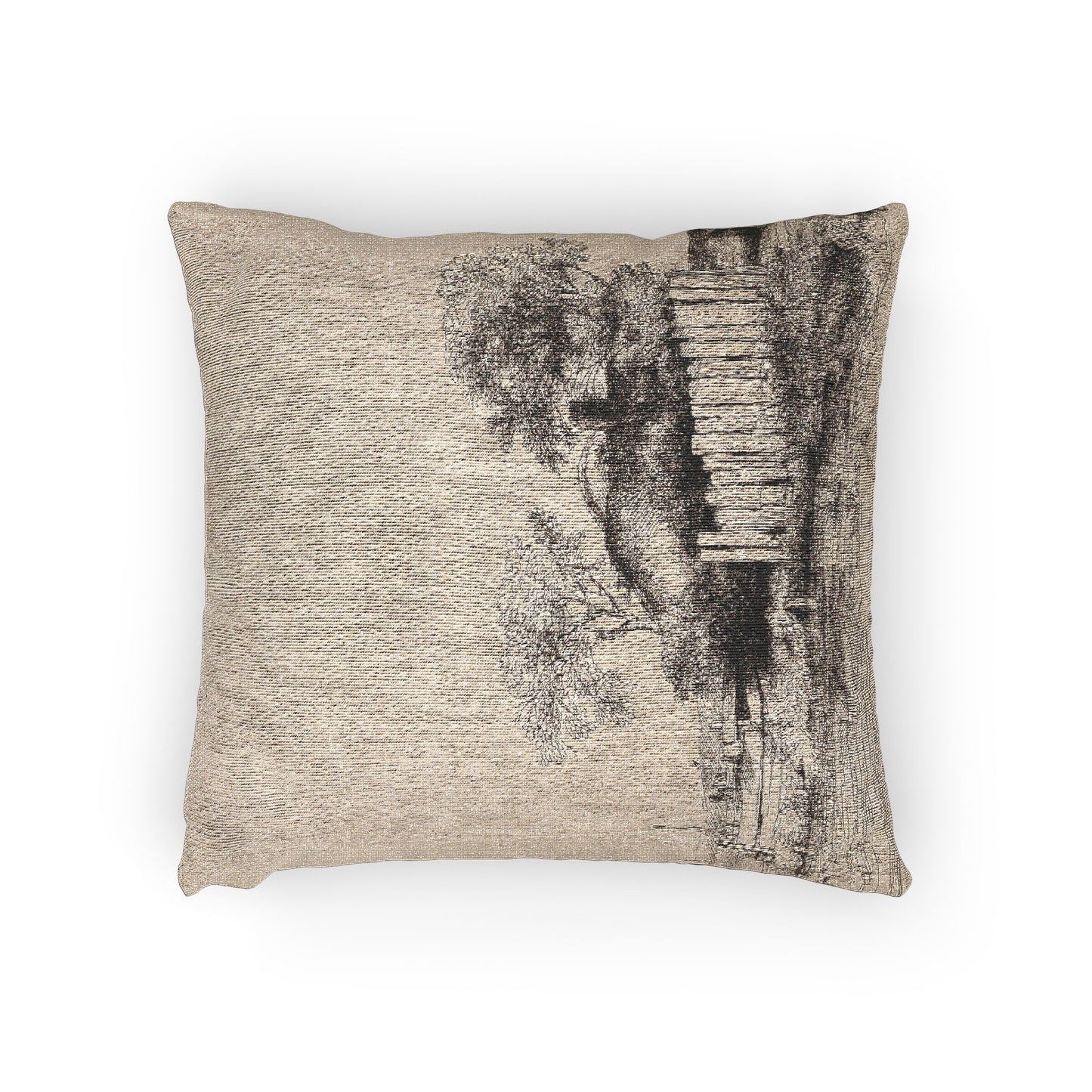 Rembrandt van Rijn - A Cottage with White Paling | Woven Pillow