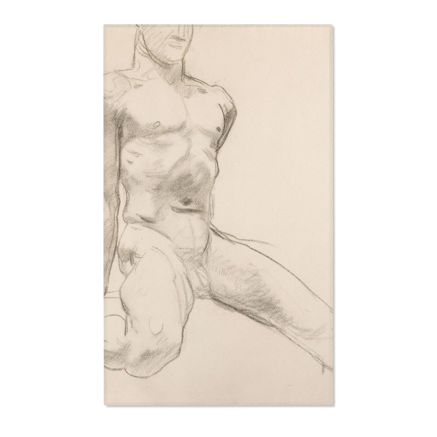 John Singer Sargent - Seated Male Nude with Extended Leg (recto); Sketch of Kneeling Male Nude and Divided Circle (verso | Area Rug