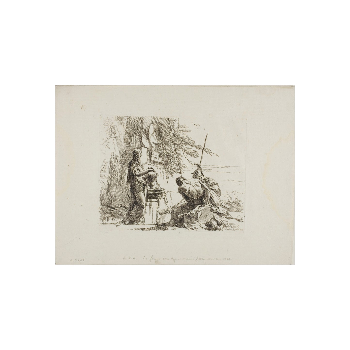 Giovanni Battista Tiepolo - A Woman with her Hands on a Vase, Soldier, and Slave, from Capricci | Fine Art Poster