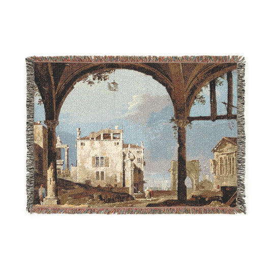 Portico with a Lantern (follower of Canaletto) Tapestry Blanket