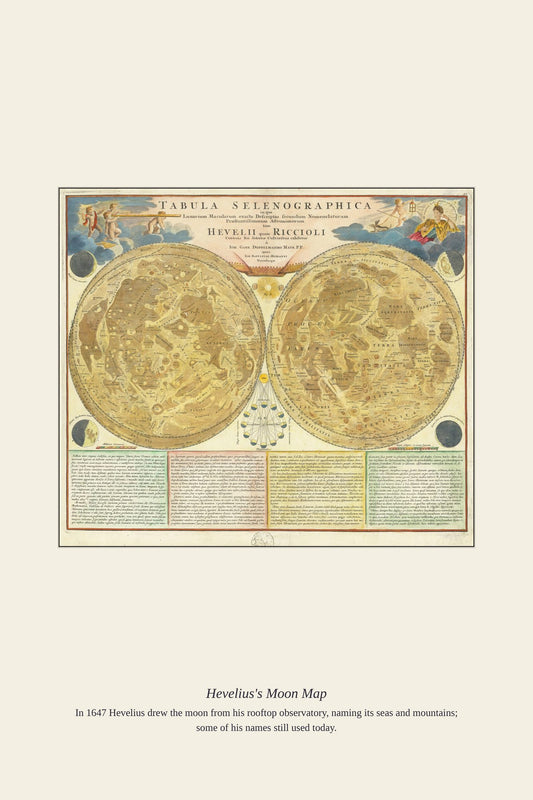 Hevelius's Moon Map — antique art print