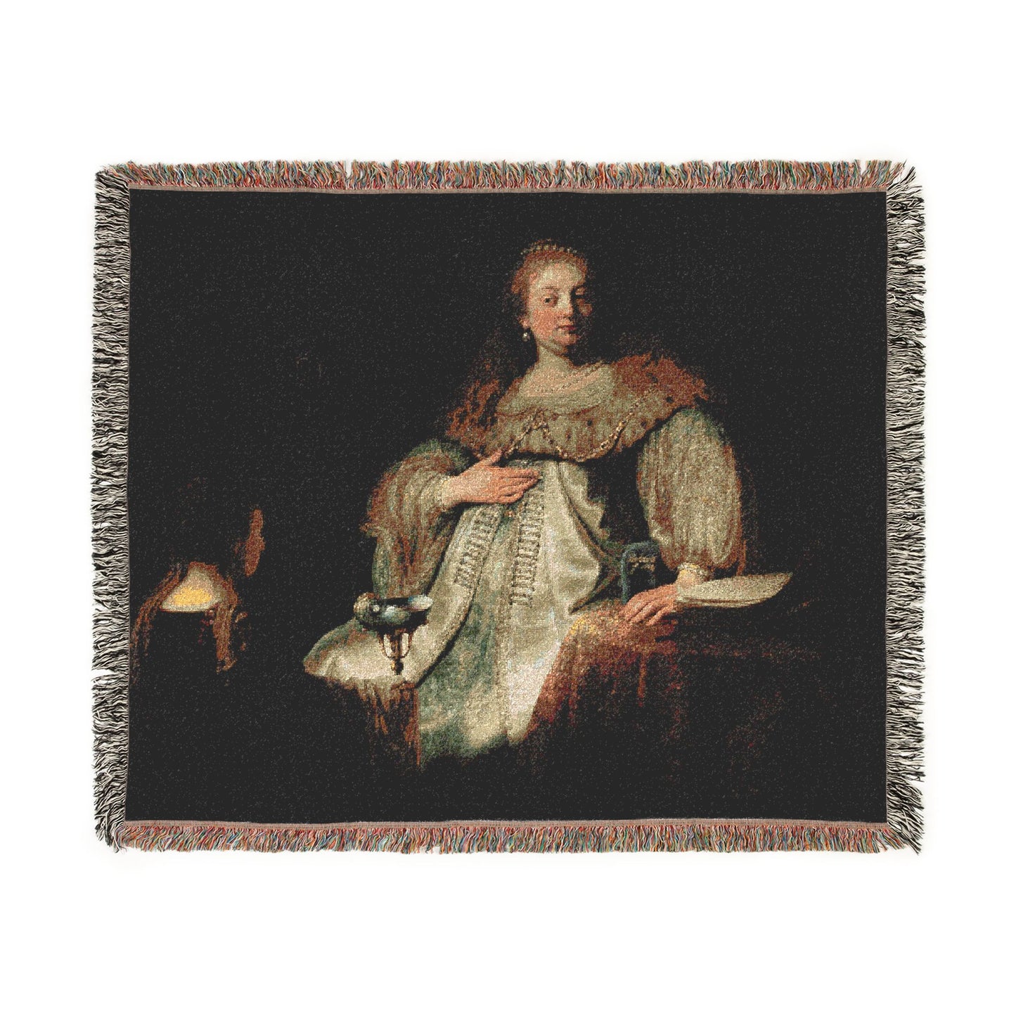 Judith at the Banquet of Holofernes (previously known as Artemisia), by Rembrandt, from Prado in Google Earth | Woven Tapestry Blanket