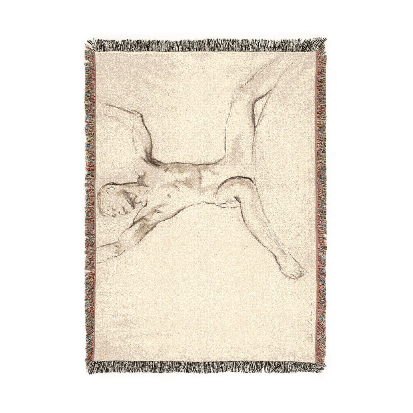 John Singer Sargent - Seated Male Nude, Arms Uplifted | Woven Tapestry Blanket