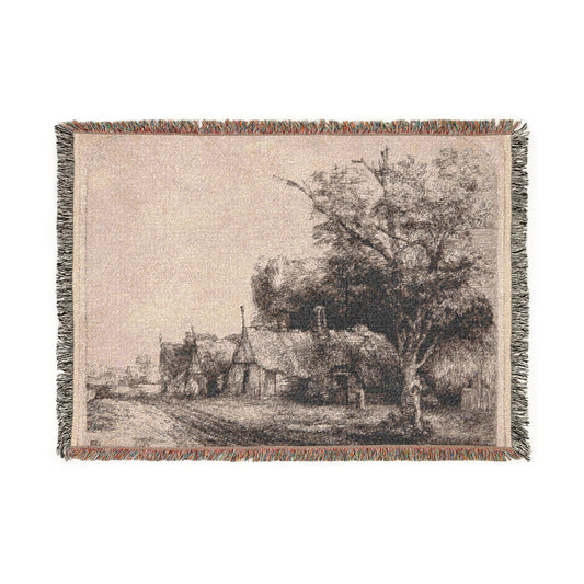 Landscape with Three Gabled — Rembrandt Tapestry Blanket