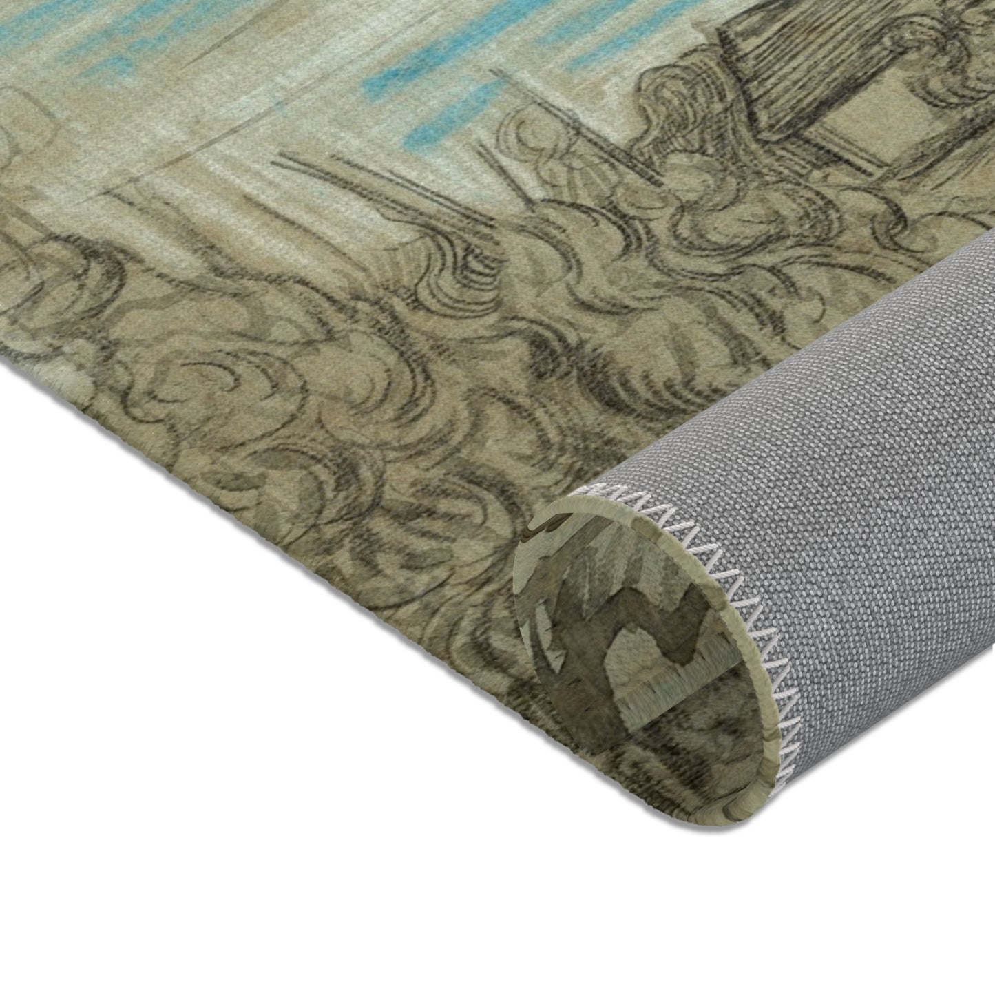 Vincent van Gogh - Cottages with a Woman Working in the Middle Ground | Area Rug