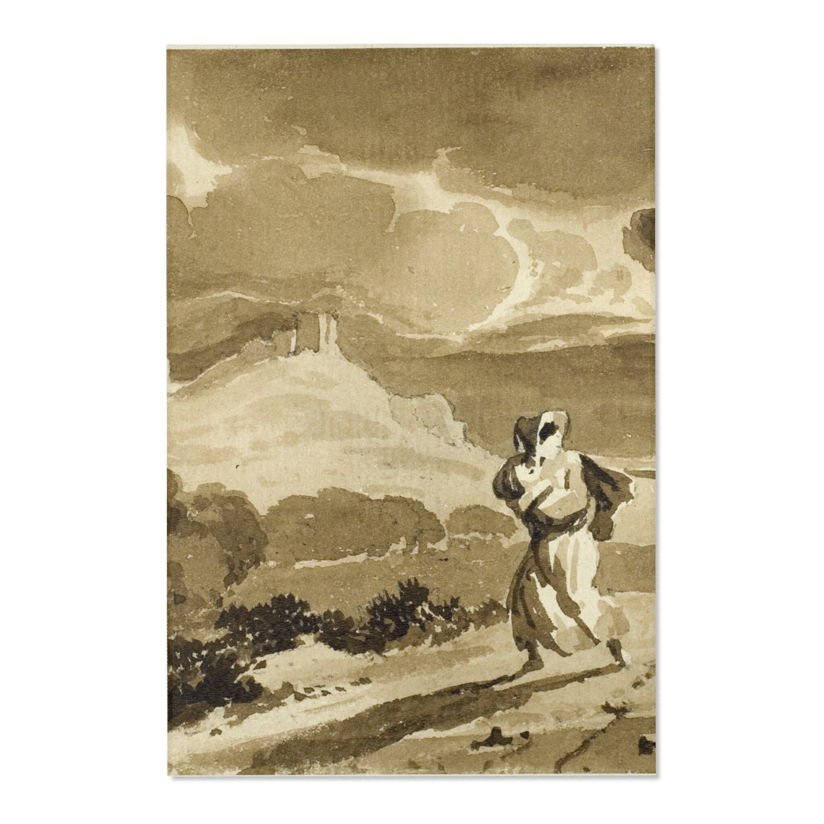 Woman with Baby Fleeing Across Moors — Constable Area Rug